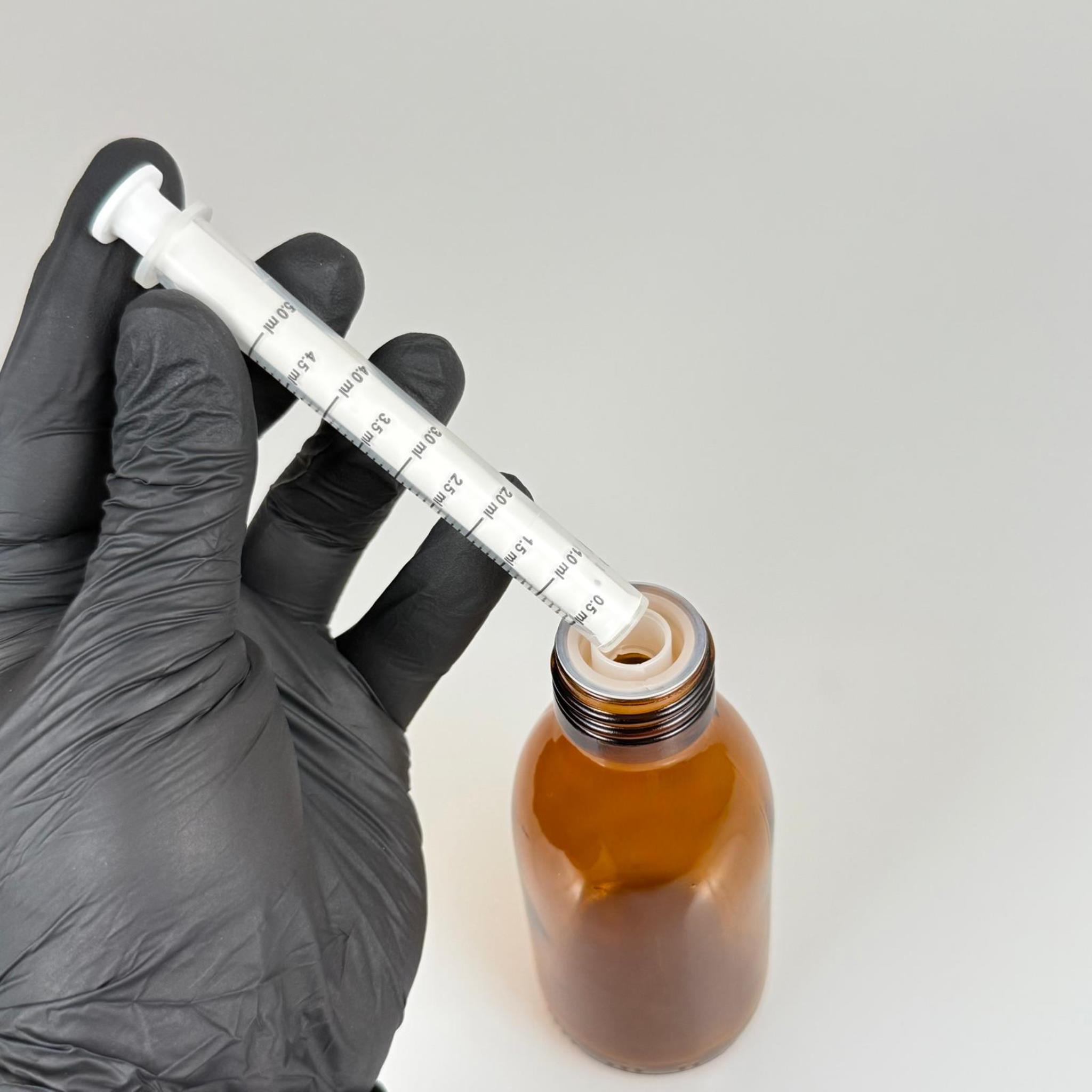 125 ML CAM ECZA ŞİŞESİ + 5 ML DOZAJ PİPETİ + DOZAJ TIPASI + CONTALI PLASTİK KAPAK TAKIM