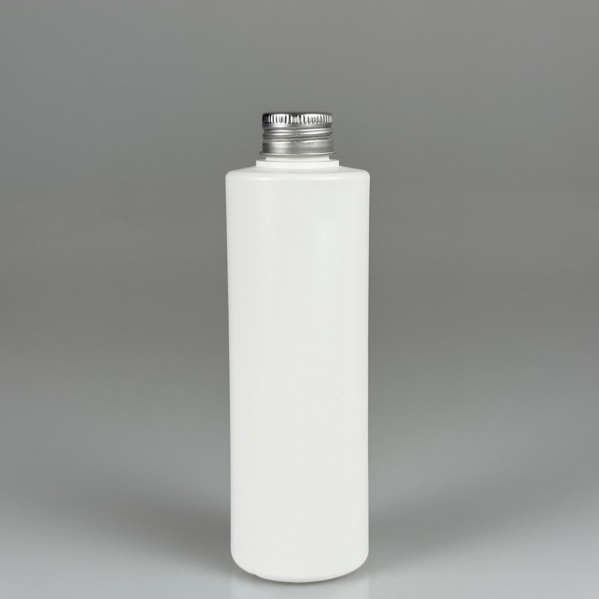 200 CC (SİLME 250 CC) BEYAZ SİLİNDİR MODEL MAT SERT POLİETİLEN ASETON ŞİŞESİ (24 AĞIZ) + KÖPÜK CONTALI GÜMÜŞ METAL ALÜMİNYUM KAPAKLI TAKIM - 200 ML KAPAKLI BEYAZ PLASTİK ŞİŞELER