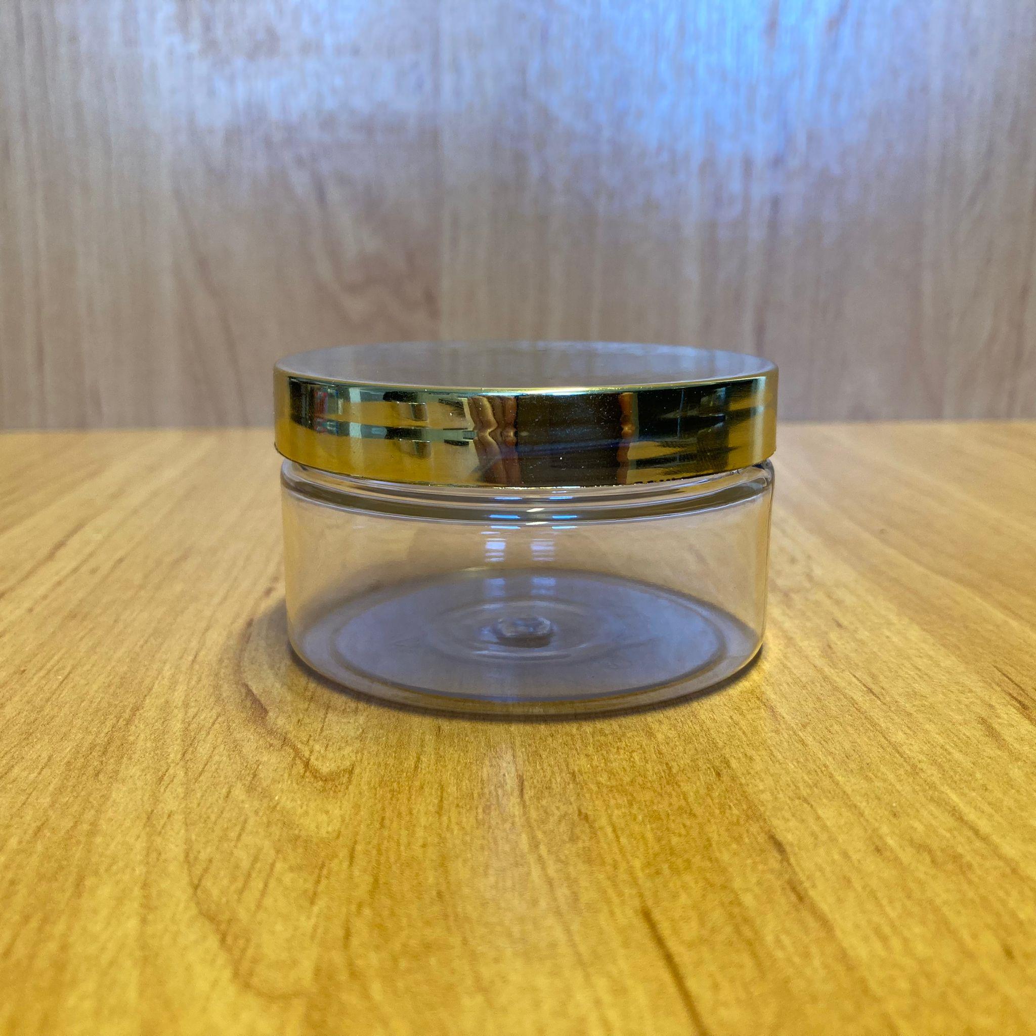 100 CC ŞEFFAF SERT PLASTİK KAVANOZ - GOLD KAPAKLI - 100 ML PLASTİK KREM KAVANOZU