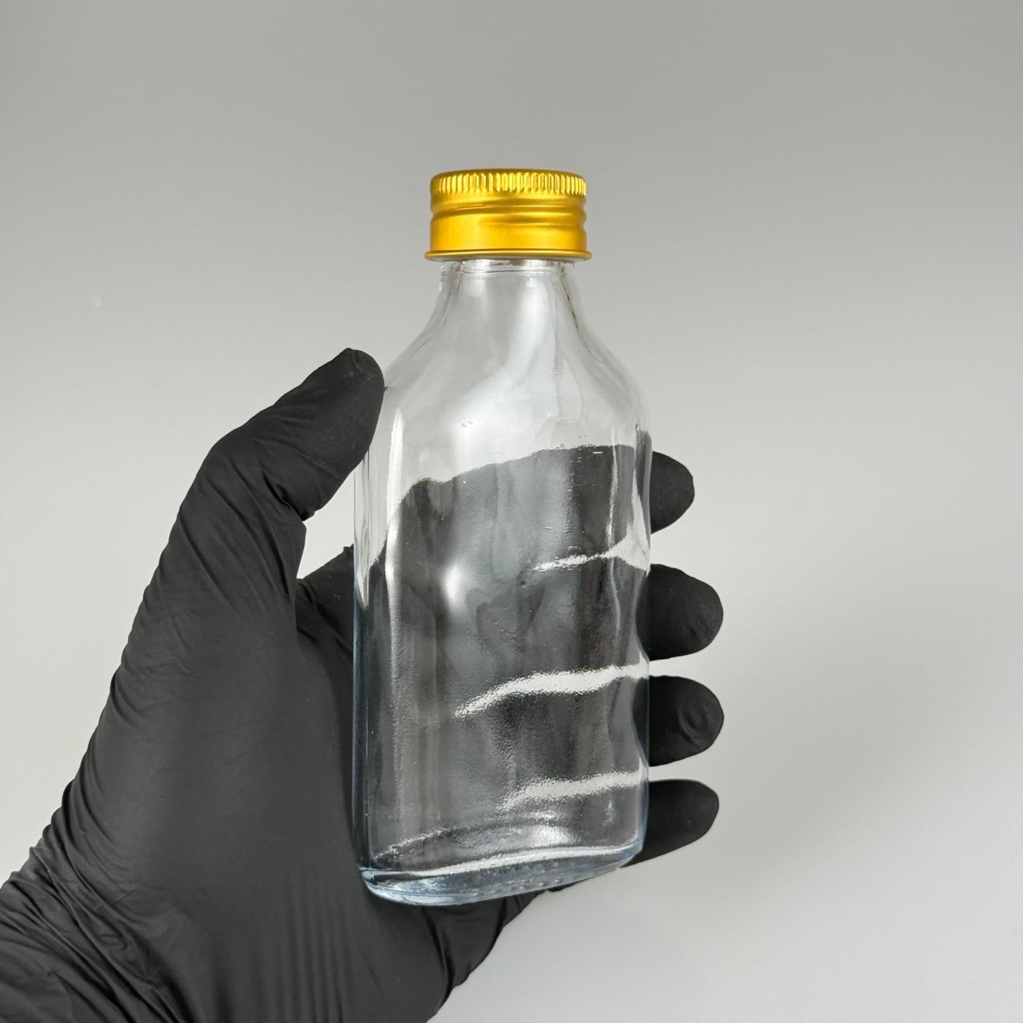 100 CC YASSI CAM ŞİŞE - GOLD METAL ALÜMİNYUM KAPAKLI - 100 ML CAM ŞİŞE - SOĞUK KAHVE İÇİN COLD BREW ŞİŞESİ