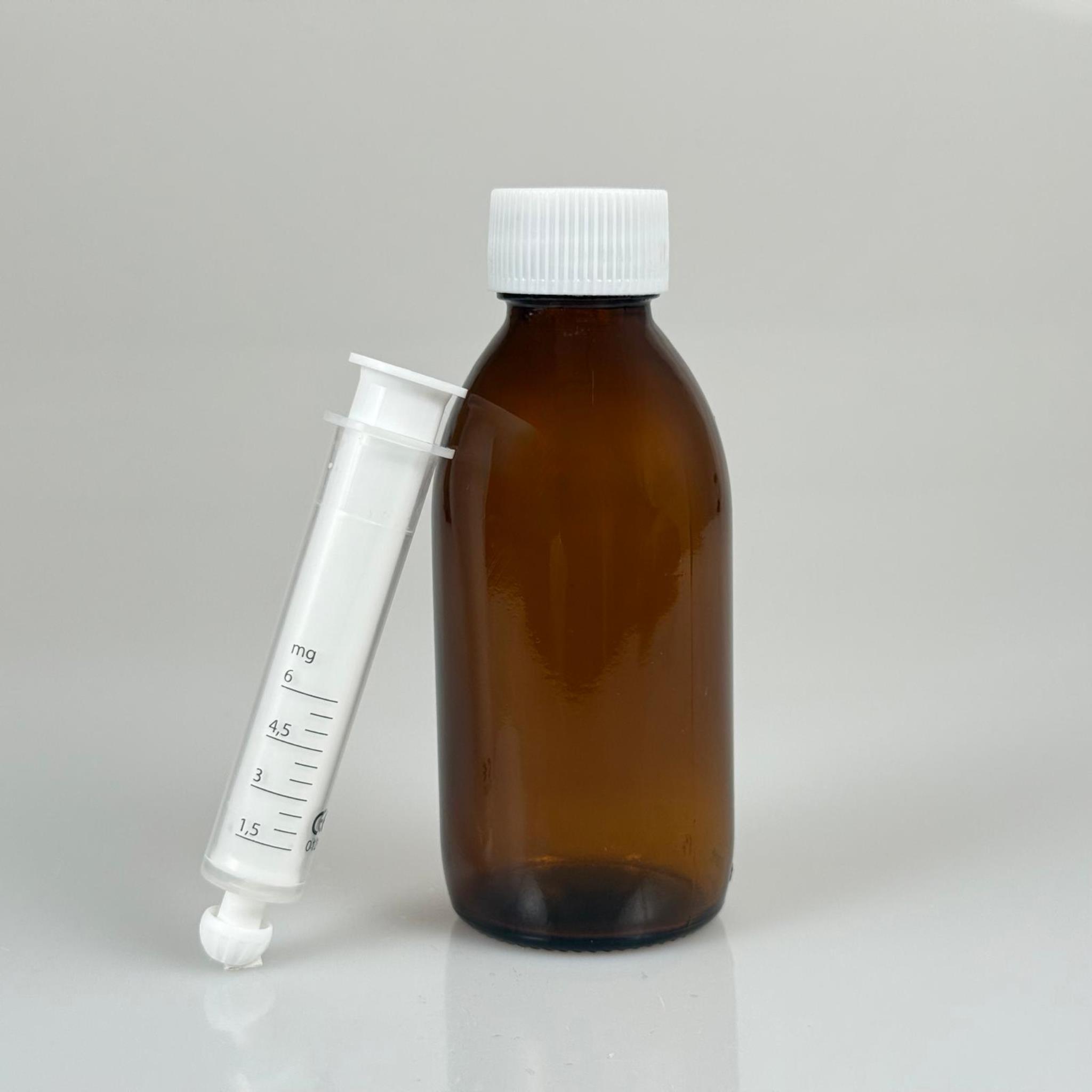 150 ML CAM ECZA ŞİŞESİ + 6 ML DOZAJ PİPETİ + DOZAJ TIPASI + CONTALI PLASTİK KAPAK TAKIM