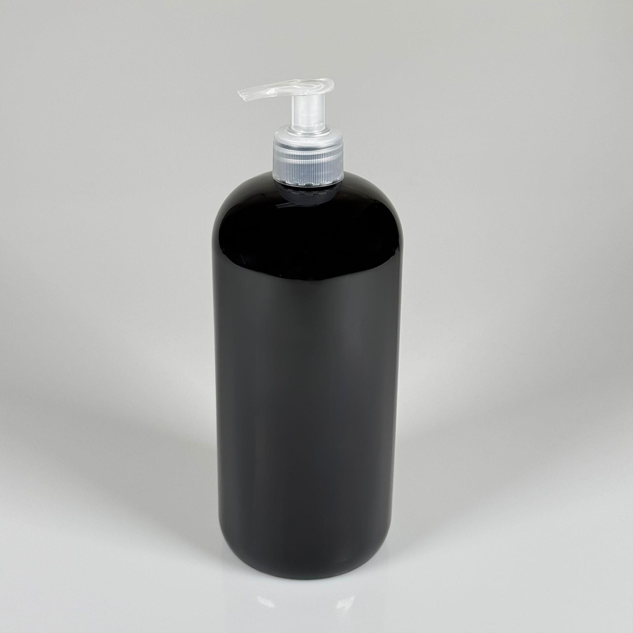 1000 CC SİLİNDİR SİYAH PET ŞİŞE - ŞEFFAF SIVI SABUN POMPALI  - 1000 ML PLASTİK ŞİŞE