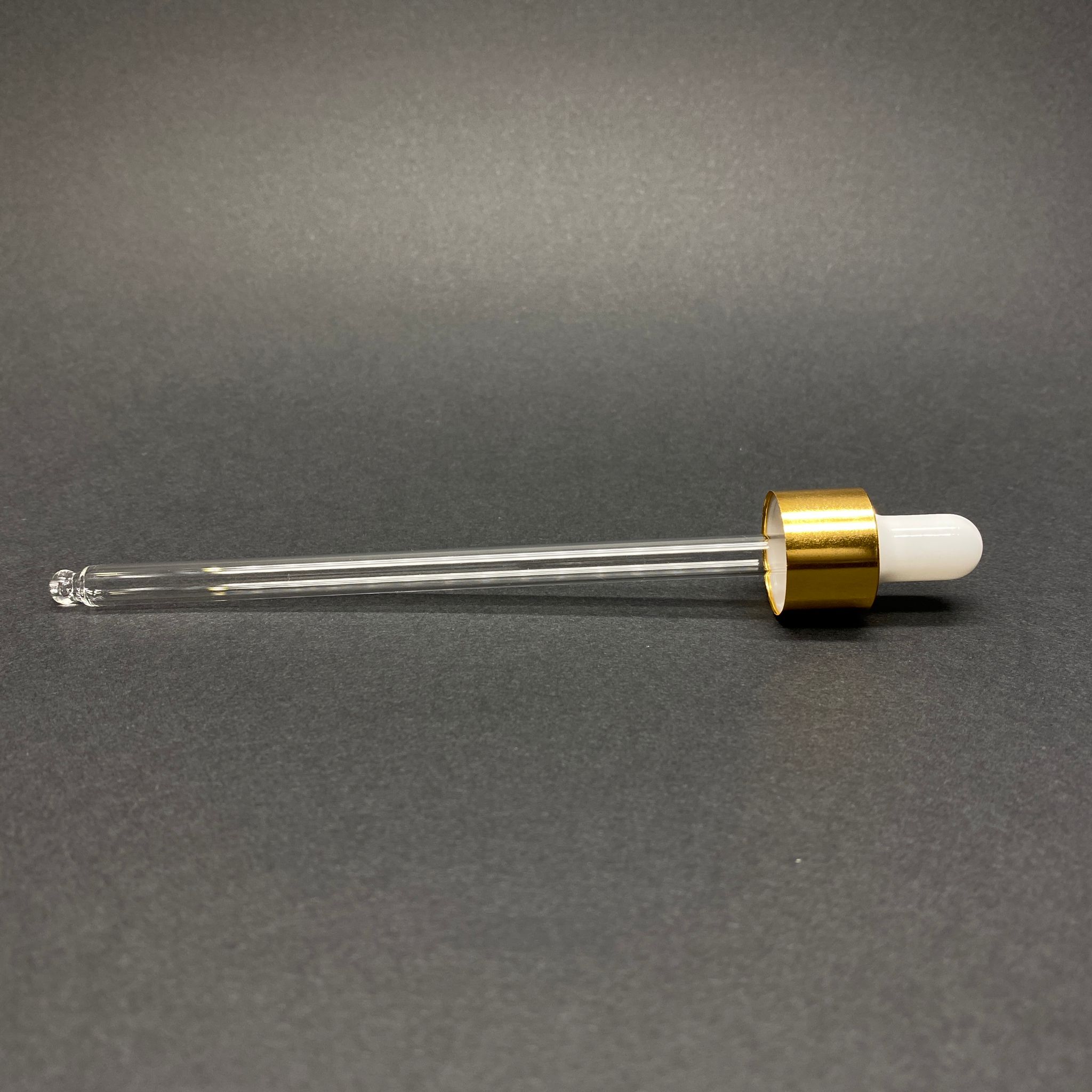 18 MM CAM DAMLALIK TAKIM - PARLAK BEYAZ EMZİK+DELİKLİ GOLD METAL KAPAK+CAM PİPET - TAKILACAĞI ŞİŞE  EN AZ 14 CM OLMALI
