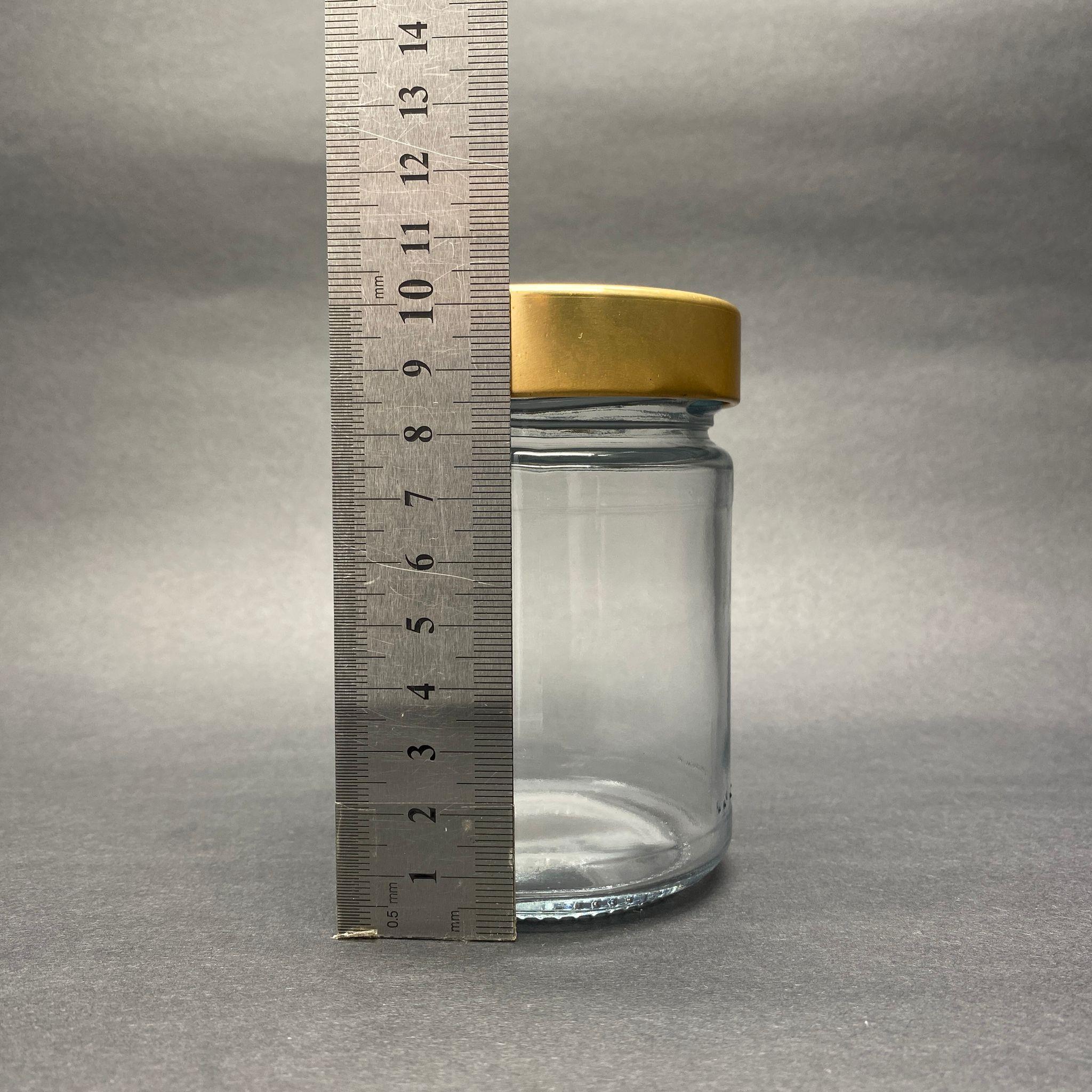 320 CC ALMAN KAVANOZ - GOLD METAL KAPAKLI - 320 ML DERİN KAPAKLI CAM KAVANOZ